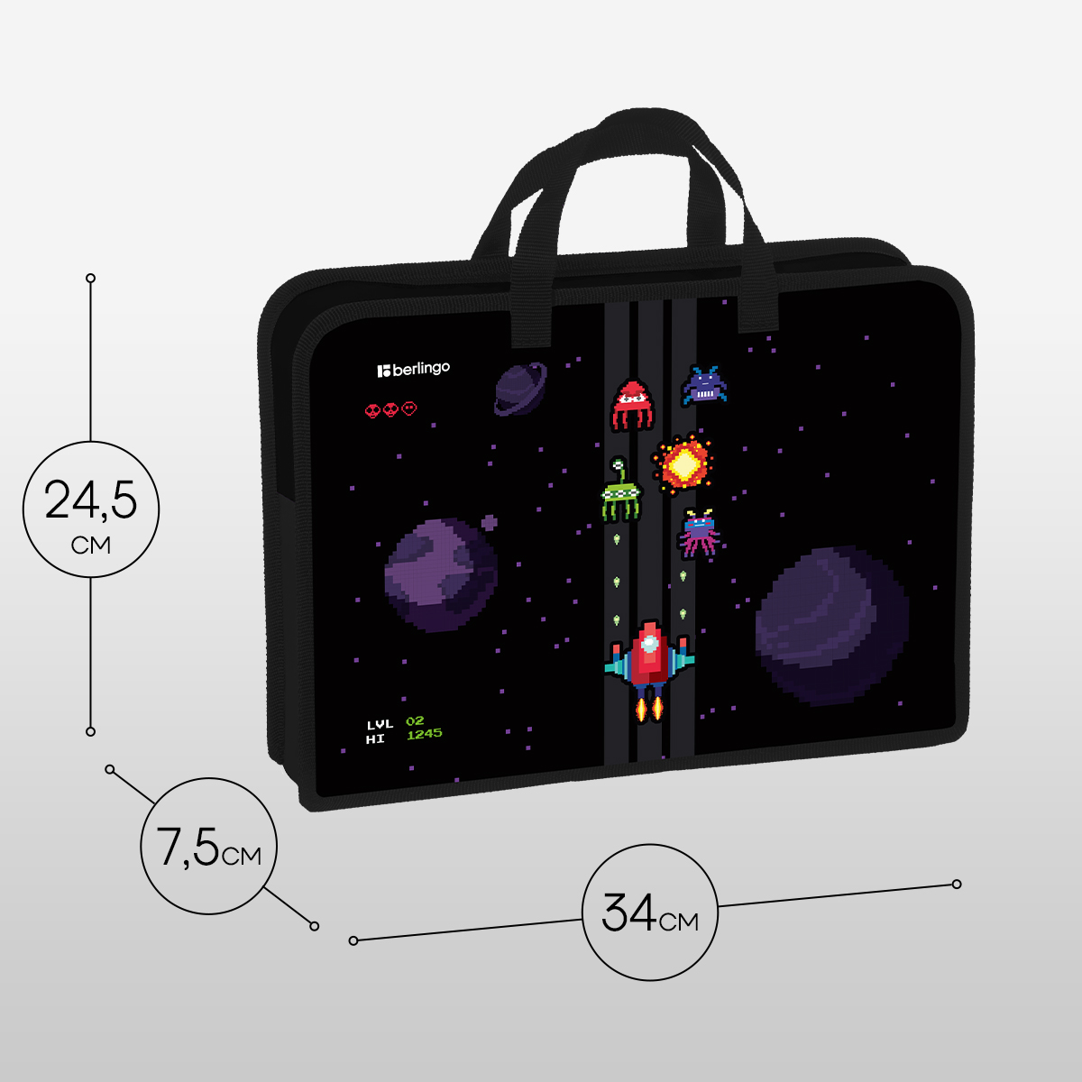 Папка с ручками 1 отделение, А4 Berlingo «Space Battle», 340×245×75мм, пластик, на молнии