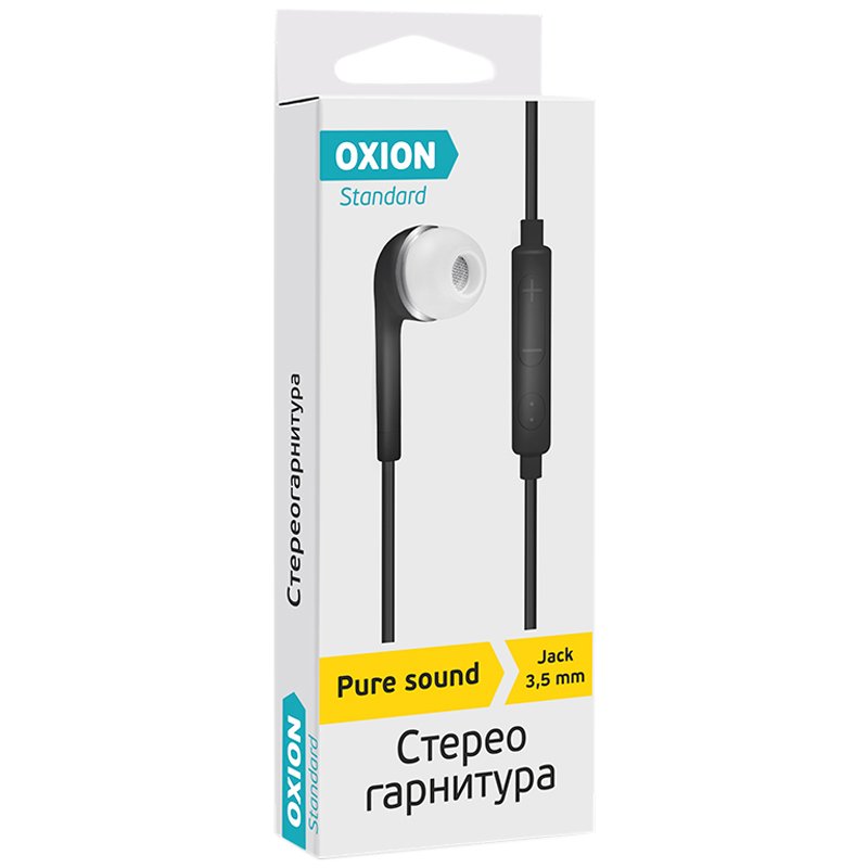 превью Наушники-вкладыши с микрофоном Oxion Standard «HS230BK», 1м, черный