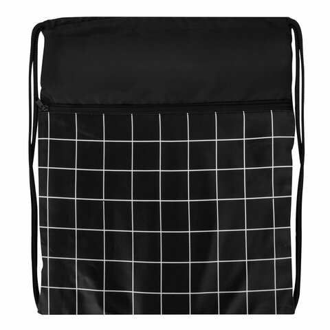 Мешок для обуви BRAUBERG БОЛЬШОЙ, с ручкой, карман на молнии, сетка, 49×41 см, «Checkered»