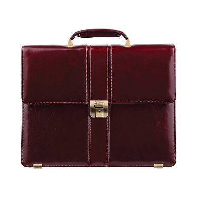 Портфель Delucci «Гиперион» кожа, темный коньяк, 2 отделения, метал. замок, с ремнем