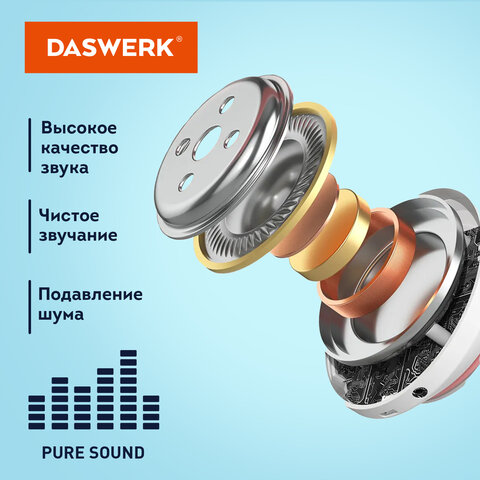 Наушники беспроводные большие светящиеся накладные, чёрные DASWERK B-39