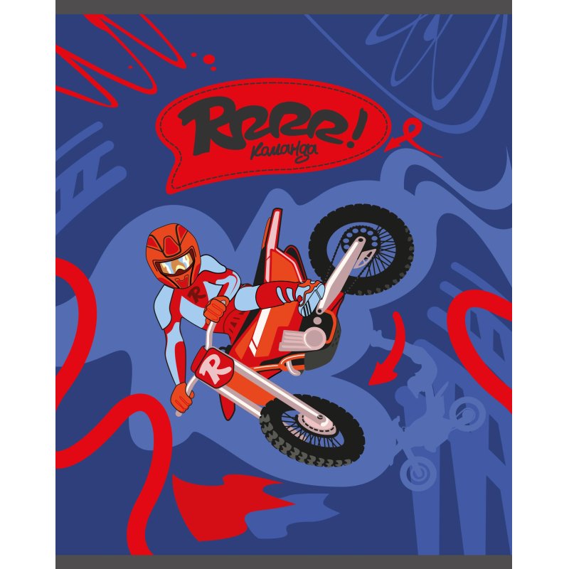 Тетрадь общая Moto freestyle, голубой, А5, 48л, клетка, скрепка