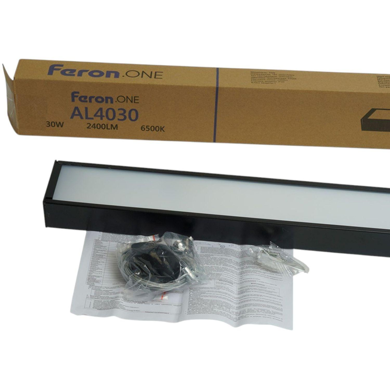 Светильник светод. Feron. ONE AL4030 IP20 30W 6500K, черный 1200×35x70 48535