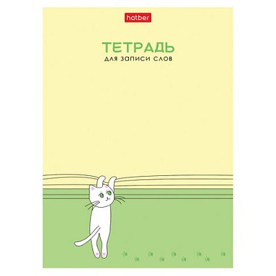 Тетрадь-словарь для записи иностранных слов А6 24 л., скоба, линия, HATBER, «Умный котик», 090006