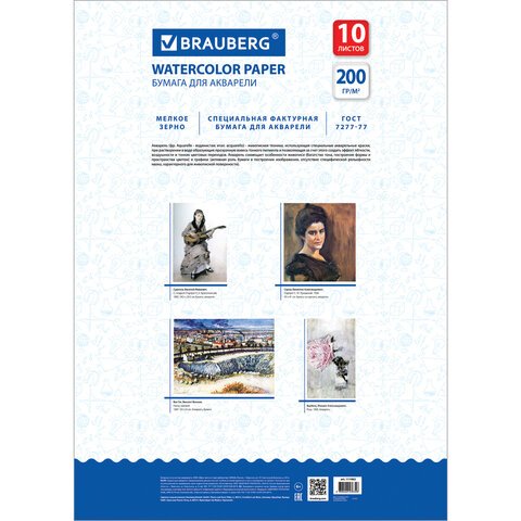 Папка для акварели БОЛЬШОГО ФОРМАТА А2, 10 л., 200 г/м2, BRAUBERG ART, 400×590 мм, «Цветочный луг», 111062