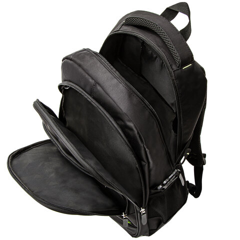 Рюкзак BRAUBERG TITANIUM универсальный, черный, салатовые вставки, 45×28х18см