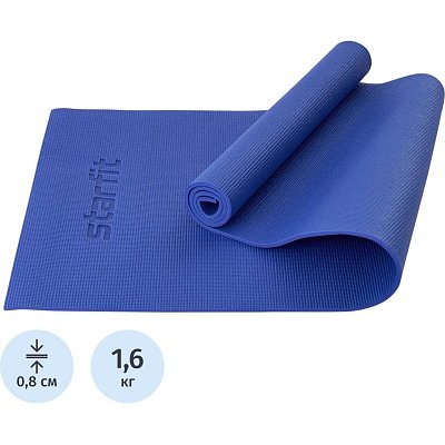 Коврик для йоги STARFIT FM-101 PVC, 0.8 см, 183×61см, темно-син, ЦБ-00001561