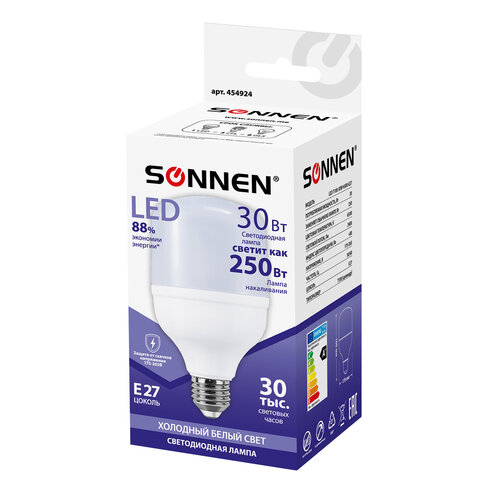 Лампа светодиодная SONNEN30 (250) Втцоколь Е27цилиндрхолодный белый30000 чLED Т100-30W-6500-E27454924