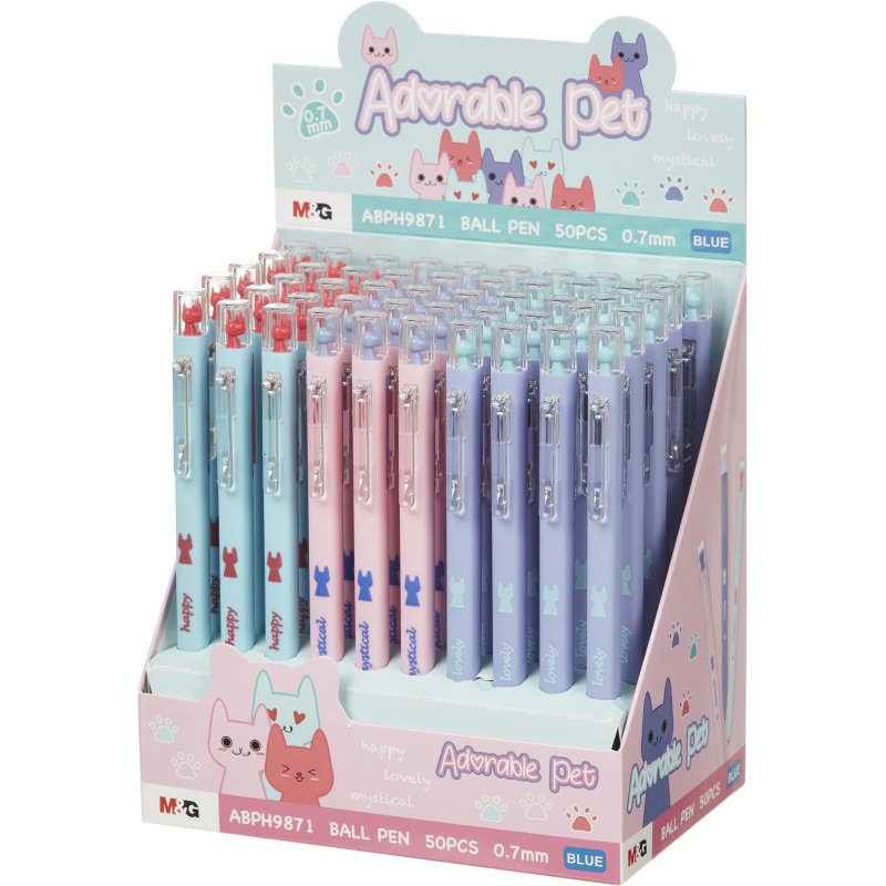 Ручка шариковая автомат. M&G AdorablePet0.7, мас, син, асABPH9871220756C