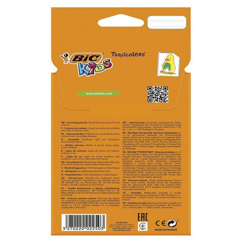 Карандаши цветные Bic Tropicolors. 12 цветов. 