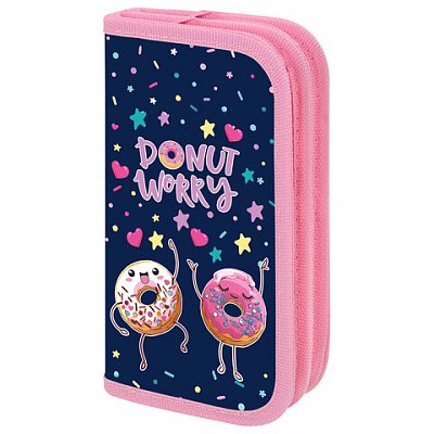 Пенал ПИФАГОР, 2 отделения, ламинированный картон, 19×11 см, «Comic donuts»
