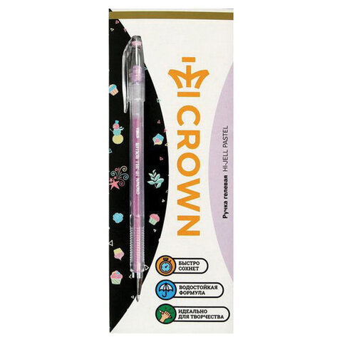 Ручка гелевая Crown «Hi-Jell Pastel» фиолетовая пастель, 0.8мм