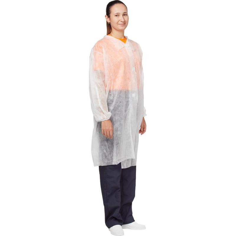 Халат на липучках (30гр) белый р. XХXL, арт. LC3025L3W150110.10шт/уп