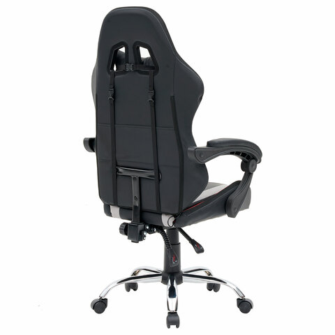 Кресло компьютерное CROMEX «Quantum GM-155 RGB», подсветка, две подушки, экокожа, черное/красное/серое