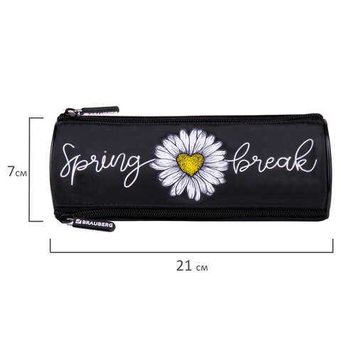 Пенал BRAUBERG, 3 отделения, нейлон, 21×7х7 см, «Spring»
