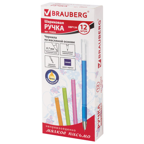 Ручка шариковая масляная BRAUBERG «FRUITY ST», СИНЯЯ, корпус soft touch, узел 0.7 мм, линия письма 0.35 мм
