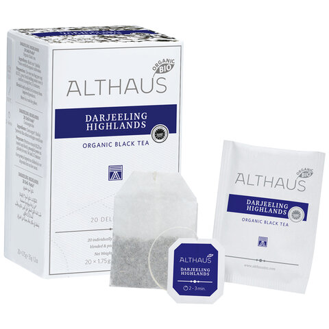 Чай ALTHAUS «Darjeeling Highlands» черный, 20 пакетиков в конвертах по 1.75 г, ГЕРМАНИЯ