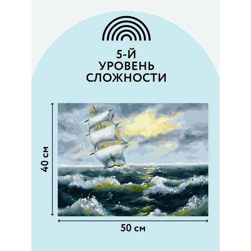 Картина по номерам на холсте ТРИ СОВЫ «Шторм», 40×50см, с акриловыми красками и кистями