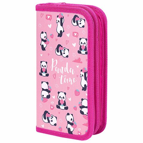 превью Пенал ЮНЛАНДИЯ, 2 отделения, полиэстер, 19×11 см, «Pandamania»