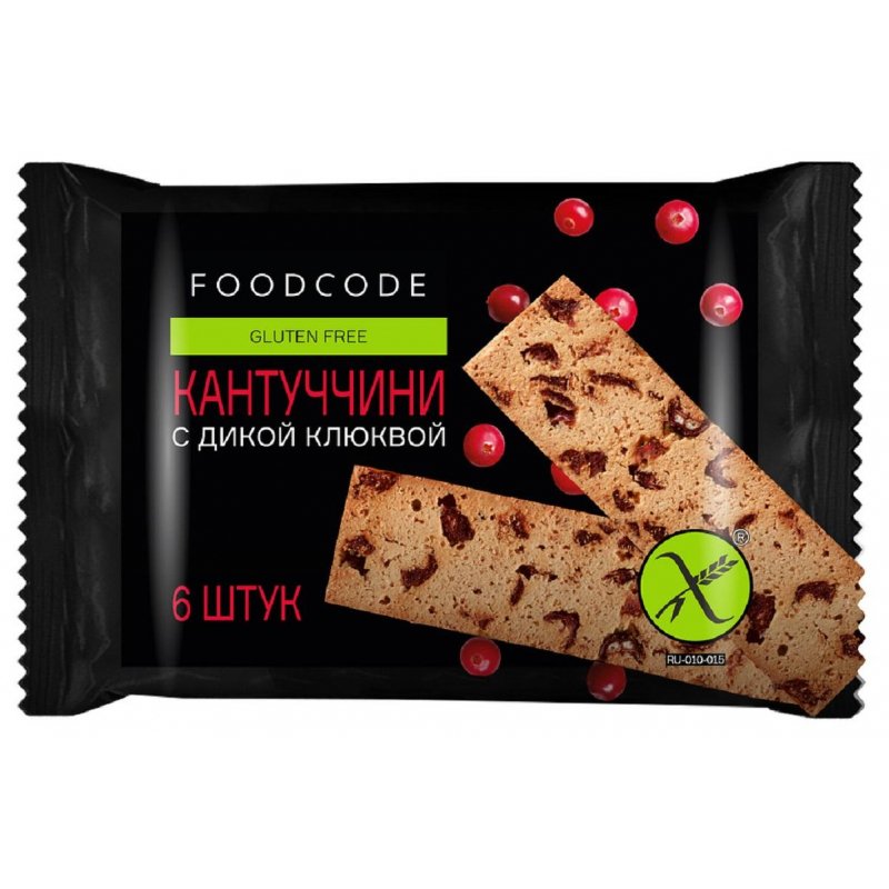 превью Печенье сдобное Foodcode Кантуччини с дикой клюквой 160 г