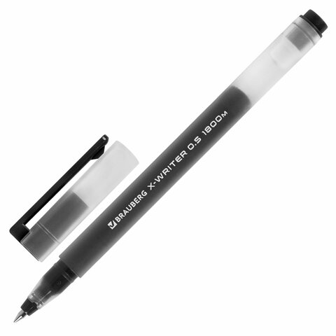 Ручка гелевая BRAUBERG «X-WRITER 1800», УВЕЛИЧЕННАЯ ДЛИНА ПИСЬМА 1 800 м, ЧЕРНАЯ, стандартный узел 0.5 мм