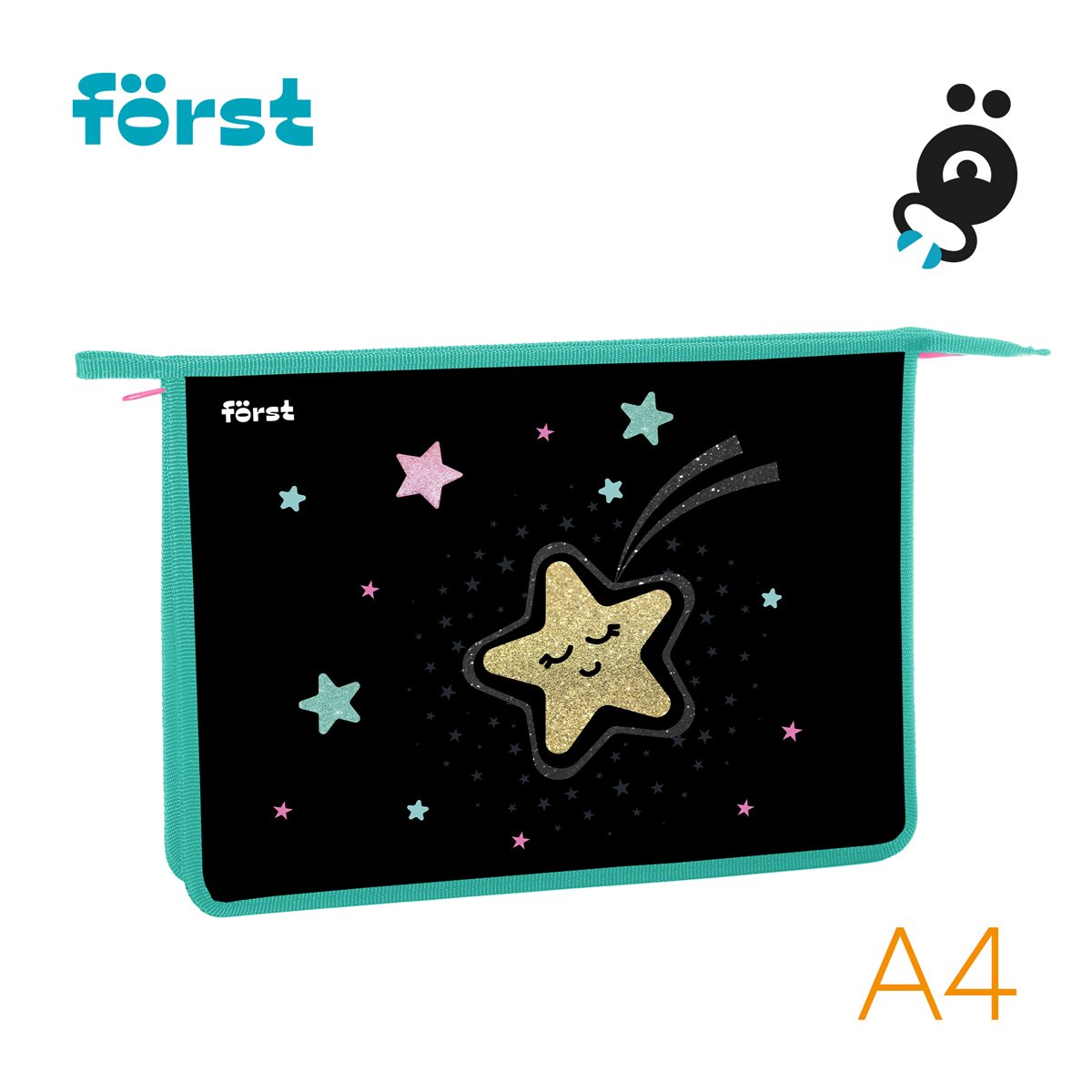 Папка для тетрадей 1 отделение, А4 Först «Stars», 340×245×40мм, пластик, на молнии