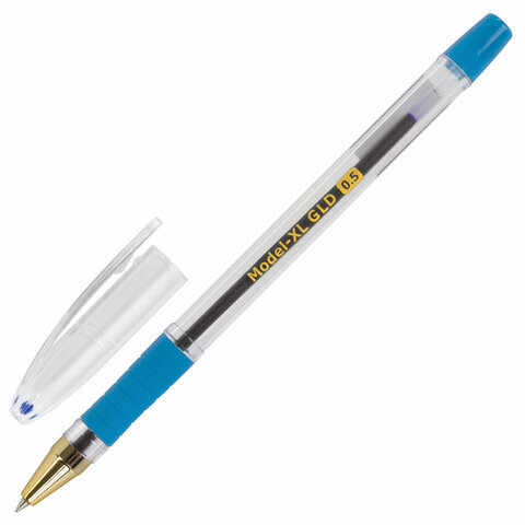 Ручка шариковая масляная с грипом BRAUBERG «Model-XL GLD», СИНЯЯ, узел 0.5 мм, линия письма 0.25 мм, 143245