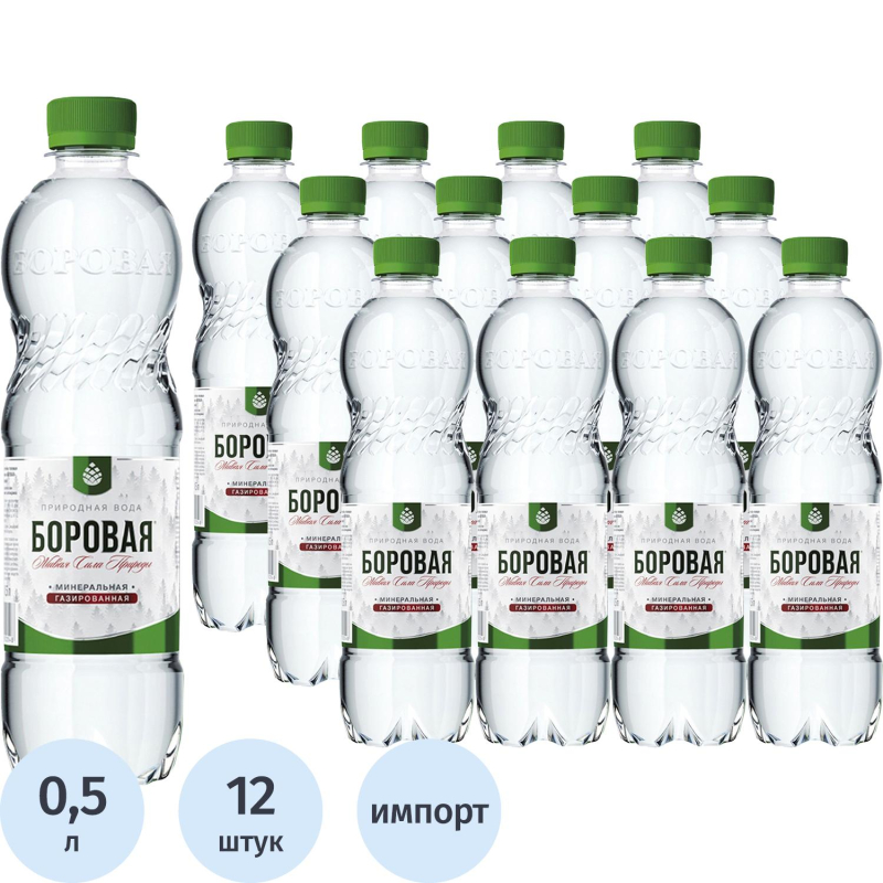 превью Вода минеральная BOROVAYA природная газированная пэт 0.5л