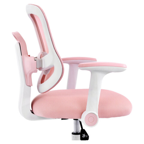 Кресло детское с подставкой для ног BRABIX KIDS «MG-215», сетка/ткань TW, розовое