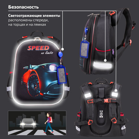 Ранец ЮНЛАНДИЯ EXTRA, с дополнительным объемом, «No limits», 38×29х18 см