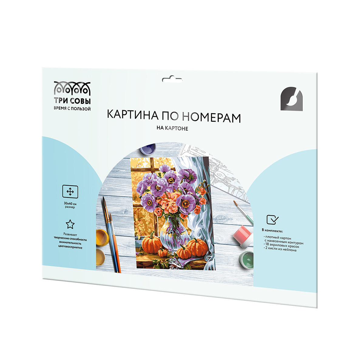 Картина по номерам на картоне ТРИ СОВЫ «Садовый натюрморт», 30×40, с акриловыми красками и кистями