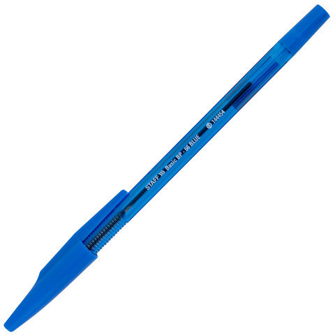 Ручка шариковая STAFF «Basic BP-66 BLUE», СИНЯЯ, корпус синий, узел 1 мм, линия письма 0.5 мм