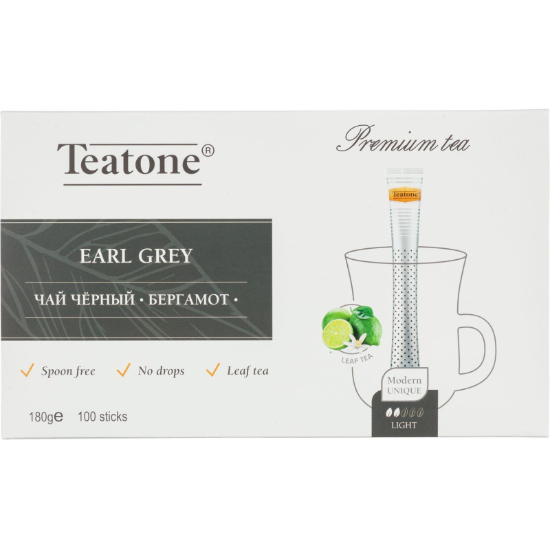 Чай Аромат бергамота TEATONE черный в металл. стике, 100шт/уп. 198