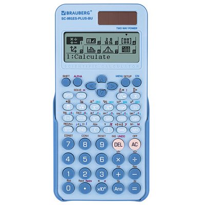 Калькулятор инженерный BRAUBERG SC-991ES-PLUS-BU (164×80 мм), 552 функции, 10+2 разряда, ГОЛУБОЙ
