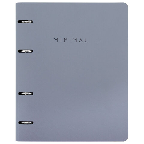 Тетрадь на кольцах А5, 175×215 мм, 120 л., под кожу, BRAUBERG VISTA, «Minimal», серый