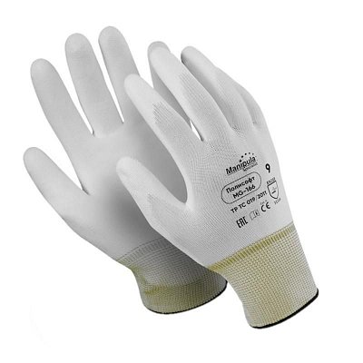 Перчатки защитные полиэфир/полиуретан, белый Manipula ПОЛИСОФТ (MG-166) р10