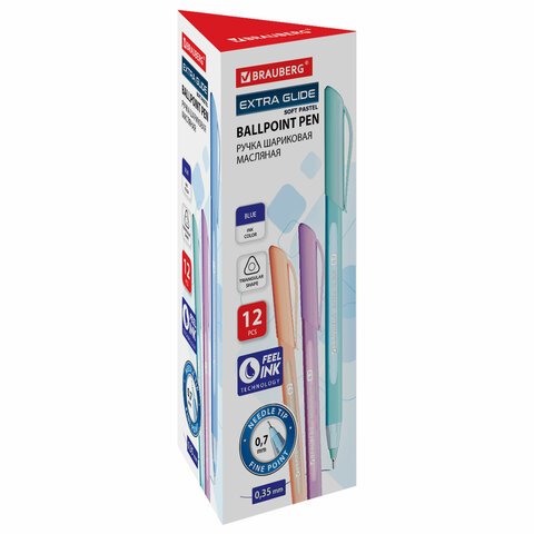 Ручка шариковая масляная BRAUBERG Extra Glide Soft Pastel, СИНЯЯ, 0.7мм, линия 0.35мм