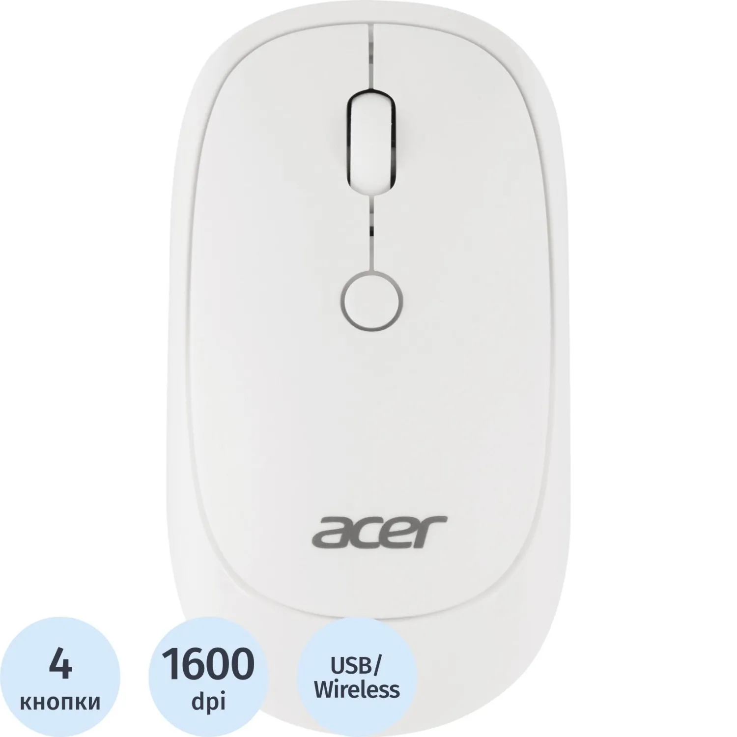 Мышь беспроводная Acer OMR138 белая (ZL.MCEEE.01L)