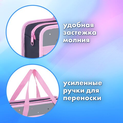 Папка на молнии с ручками BRAUBERG А4, 1 отделение, пластик, 80 мм, «Curious bunny»