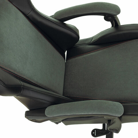 Кресло компьютерное BRABIX «Striker GM-121»синхромеханизм2 подушкиэкокожа/велюрчерное/серое532961