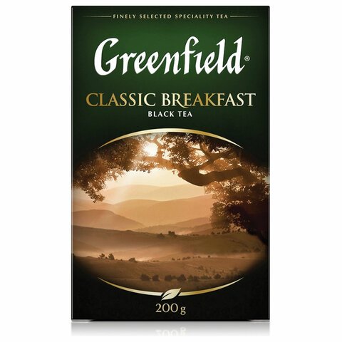 Чай GREENFIELD (Гринфилд) «Classic Breakfast», черный, листовой, 200 г, картонная коробка