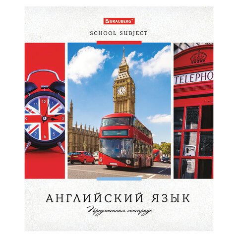 превью Тетрадь предметная «УЧЕНЬЕ СВЕТ» 48 л., обложка картон, АНГЛИЙСКИЙ ЯЗЫК, клетка, подсказ, BRAUBERG ЭКО, 403527