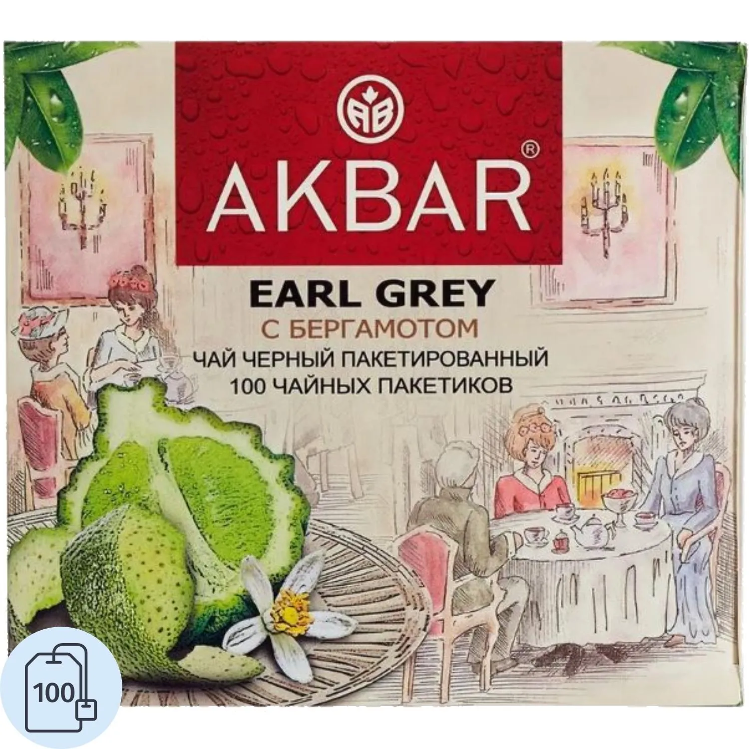 превью Чай Akbar Эрл Грей черный в пакетиках 100штх2г