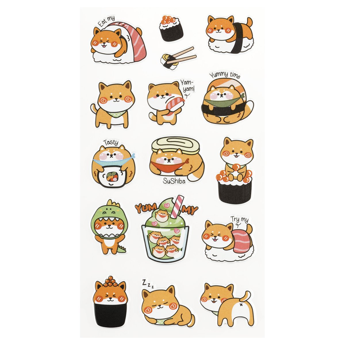 Наклейки объемные MESHU «Shiba Inu, », 10×23см, пакет европодвес