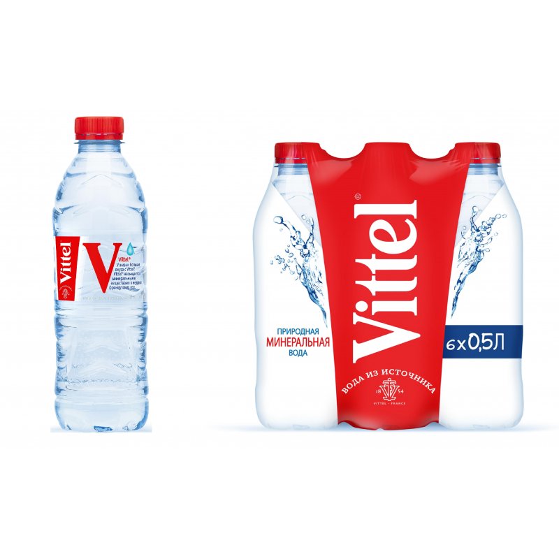 Вода минеральная Vittel негазированная 0.5 литра (6 штук в упаковке)