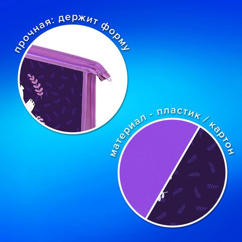 Папка для тетрадей ПИФАГОР А4, 1 отделение, картон/пластик, на молнии, «Happy bear»