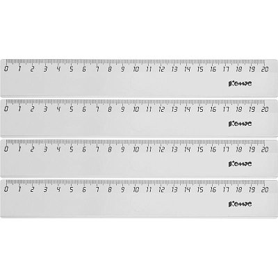 Линейка 20см Комус 4 шт/уп прозрачная