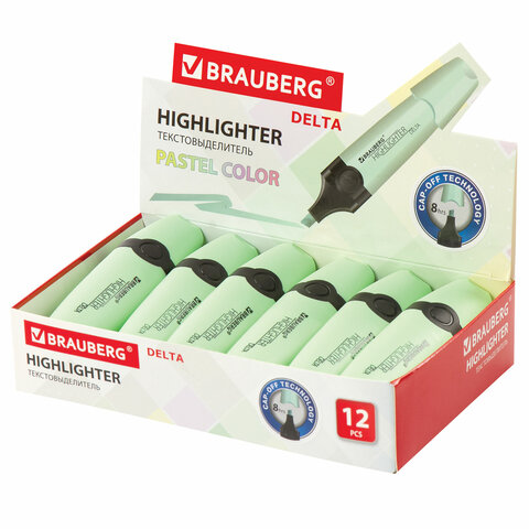Текстовыделитель BRAUBERG «DELTA PASTEL», МЯТА, линия 1-5 мм