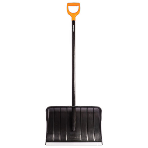 превью Лопата снегоуборочная FISKARS, пластик, 53.5×36 см, высота 145 см, алюминиевая кромка, деревянный черенок