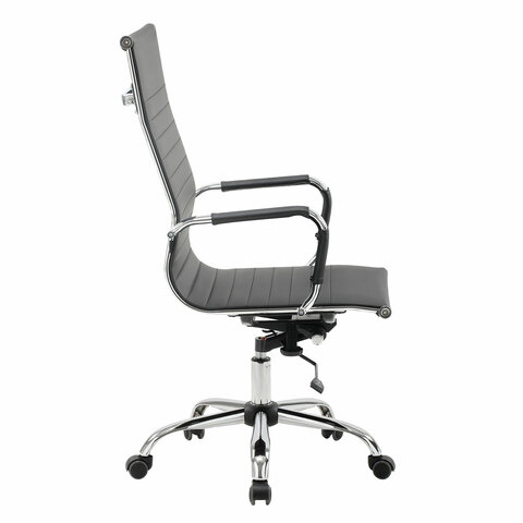 Кресло офисное BRABIX EX-509, рециклированная кожа, хром, черное